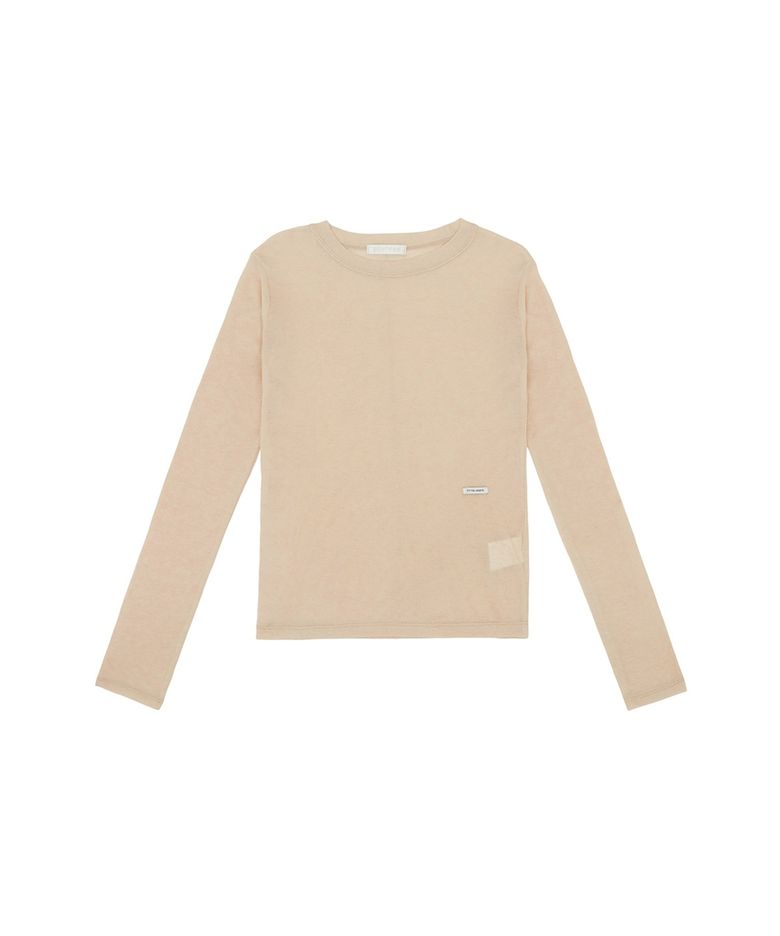 Wool Long Sleeve Top (peach salmon)