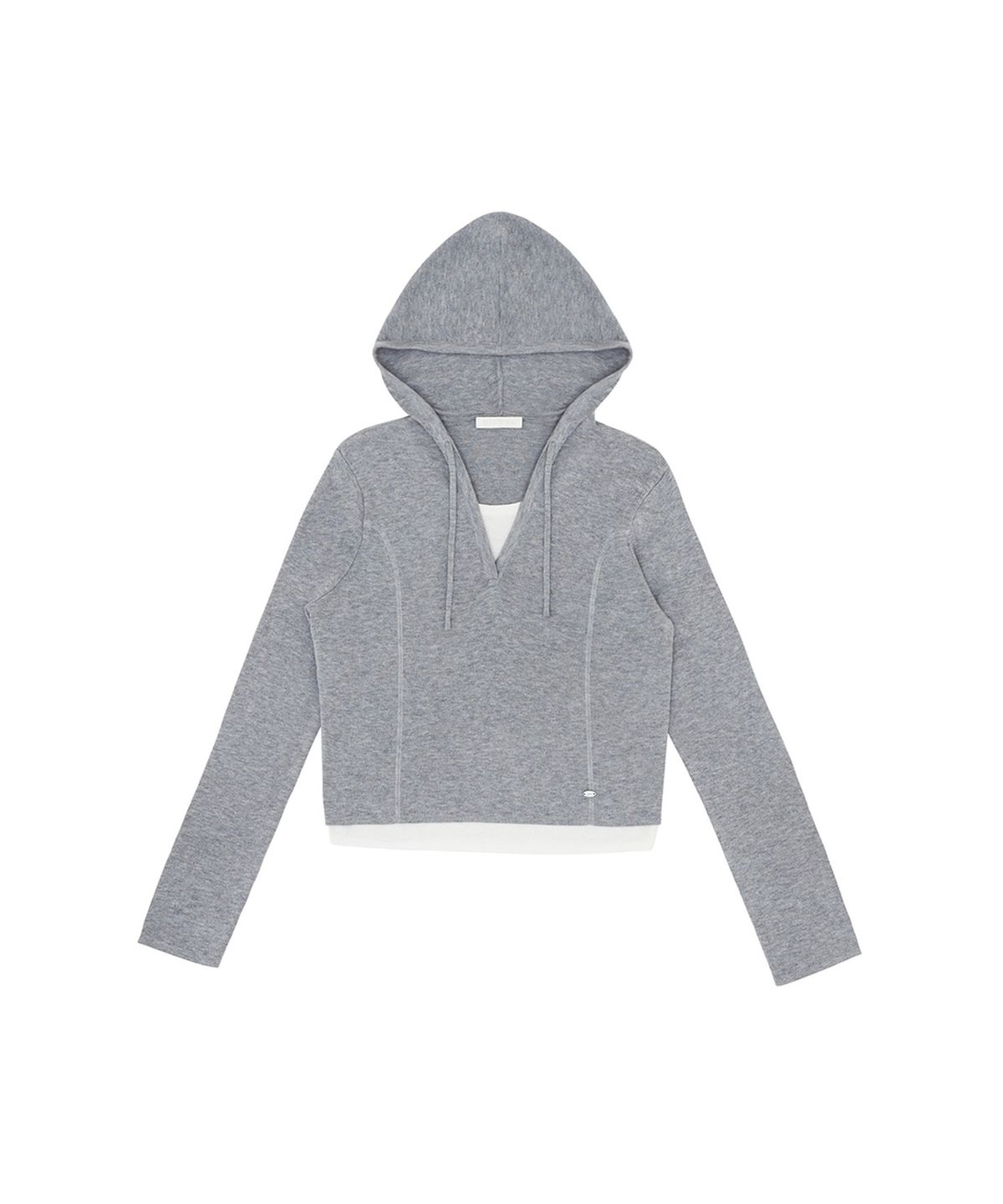 피브비(PIV’VEE) Layered Hooded Knit Top (heather grey)