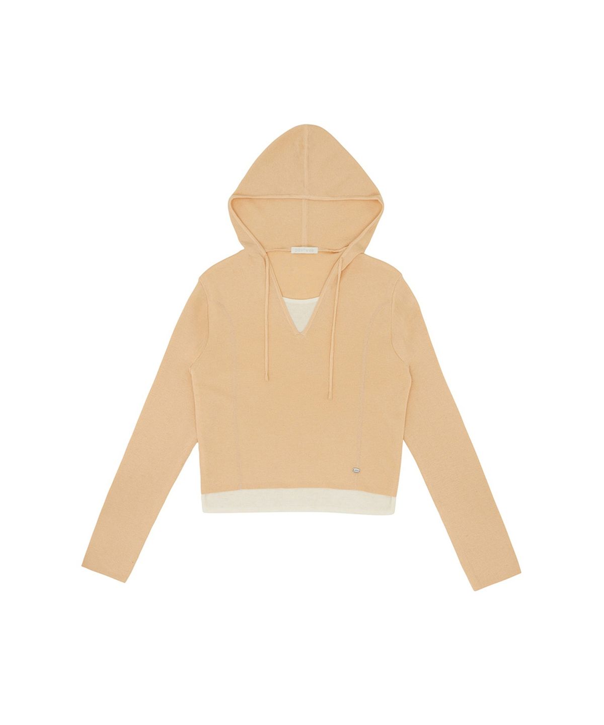 피브비(PIV’VEE) Layered Hooded Knit Top (peach salmon)