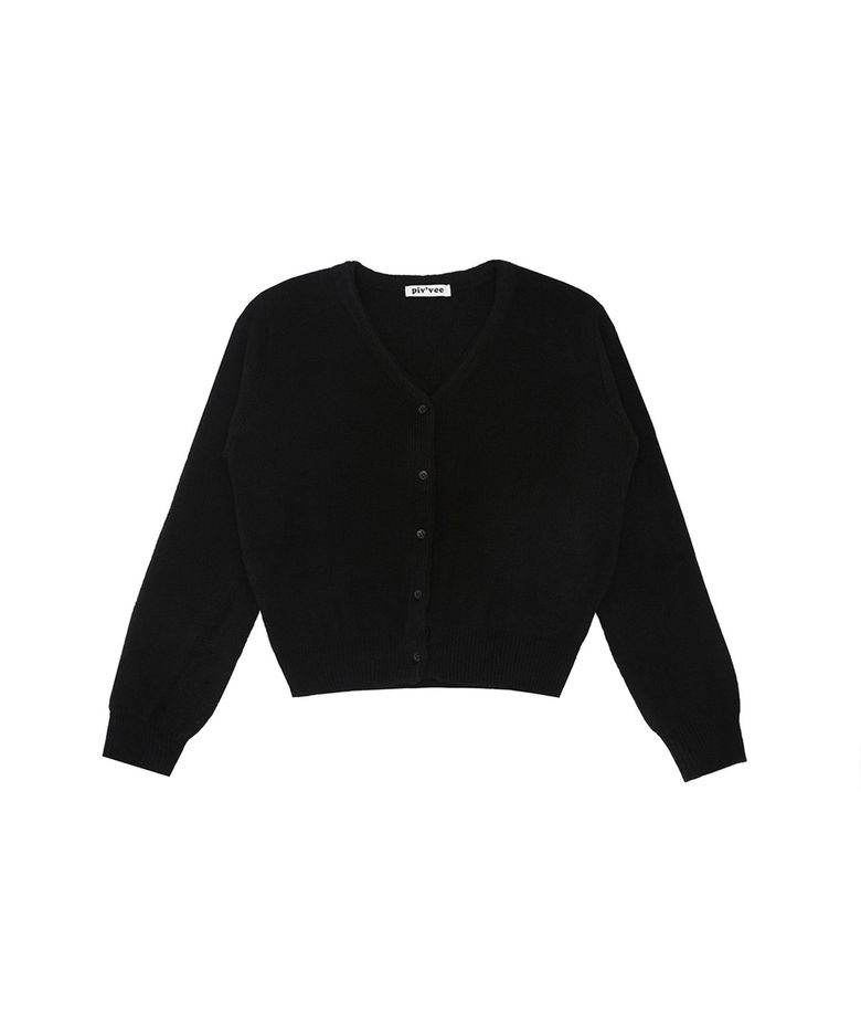 V Neck Knit Cardigan (ebony black)