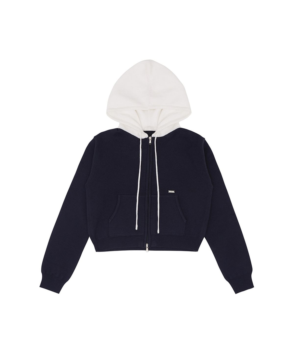 피브비(PIV’VEE) Two-tone Hooded Knit Zip-up Jumper (ocean navy)