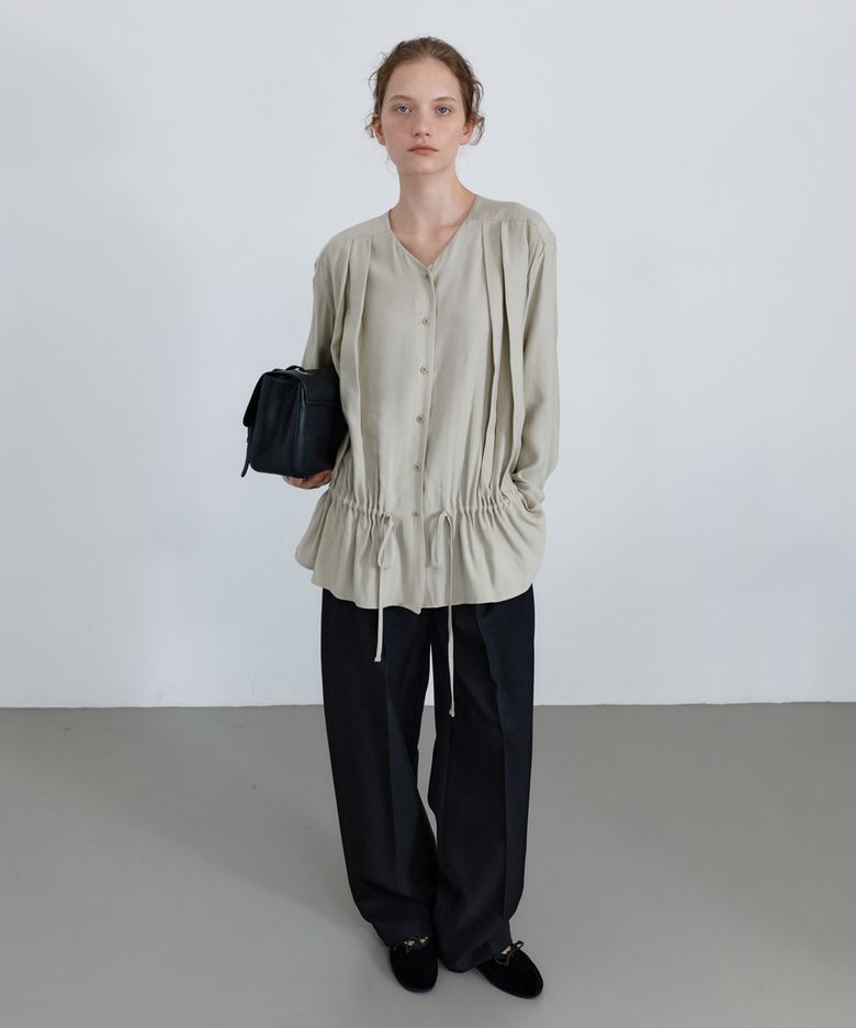 Pintuck drawstring blouse