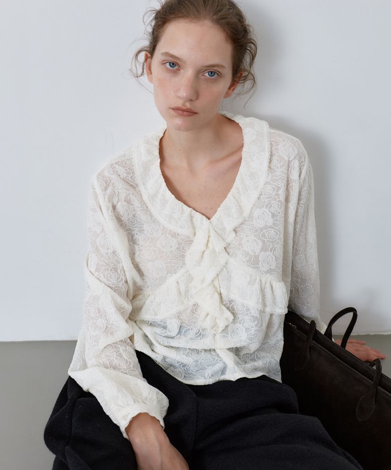 Rose ruffle blouse