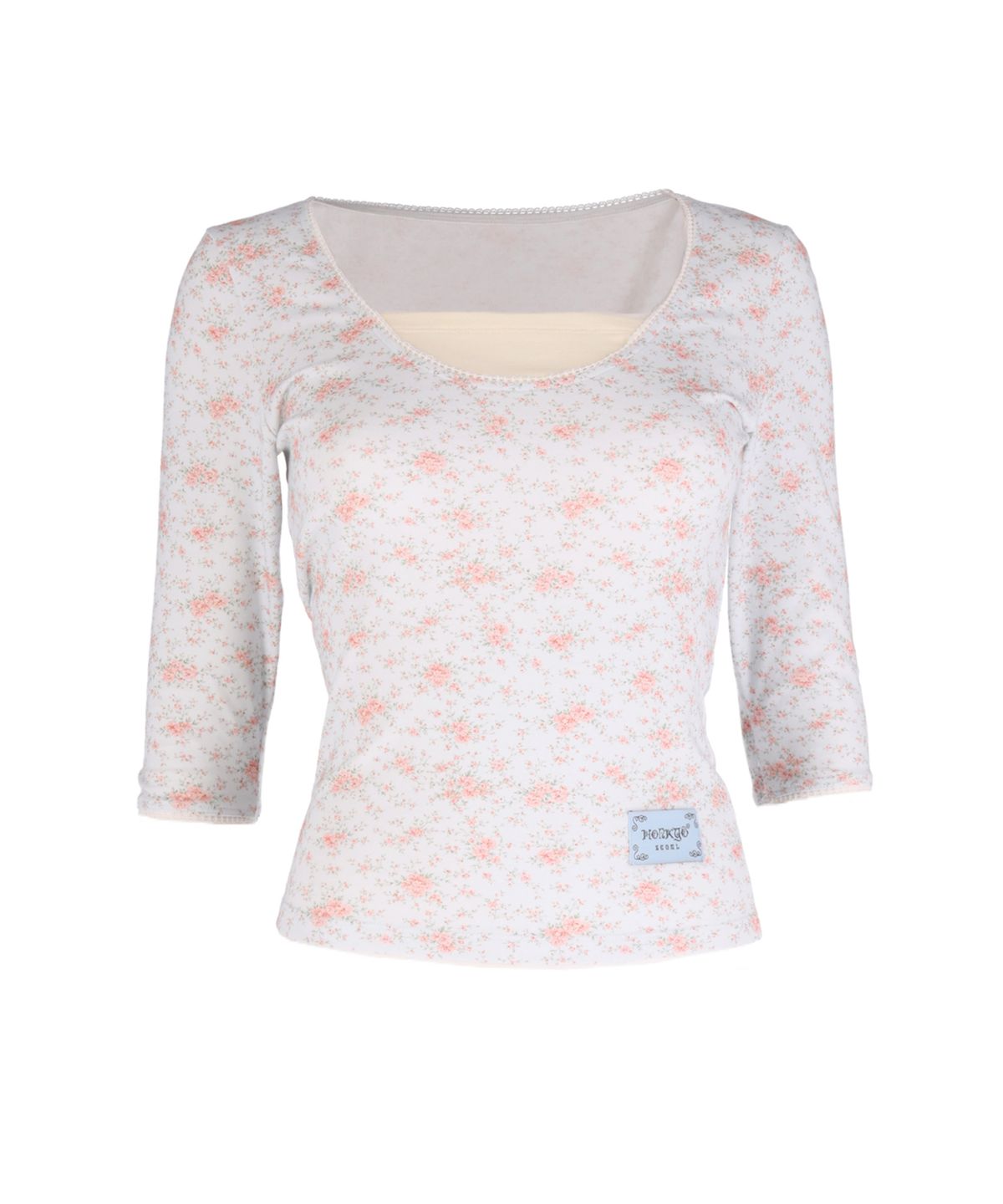 혼쿄(HONKYO) Layered Floral Lacey Half Tee