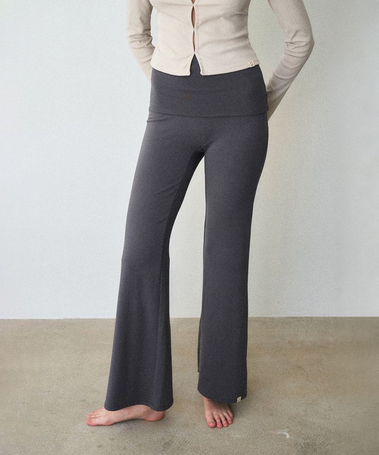 High Waist Bootcut Pants (Deep Gray)