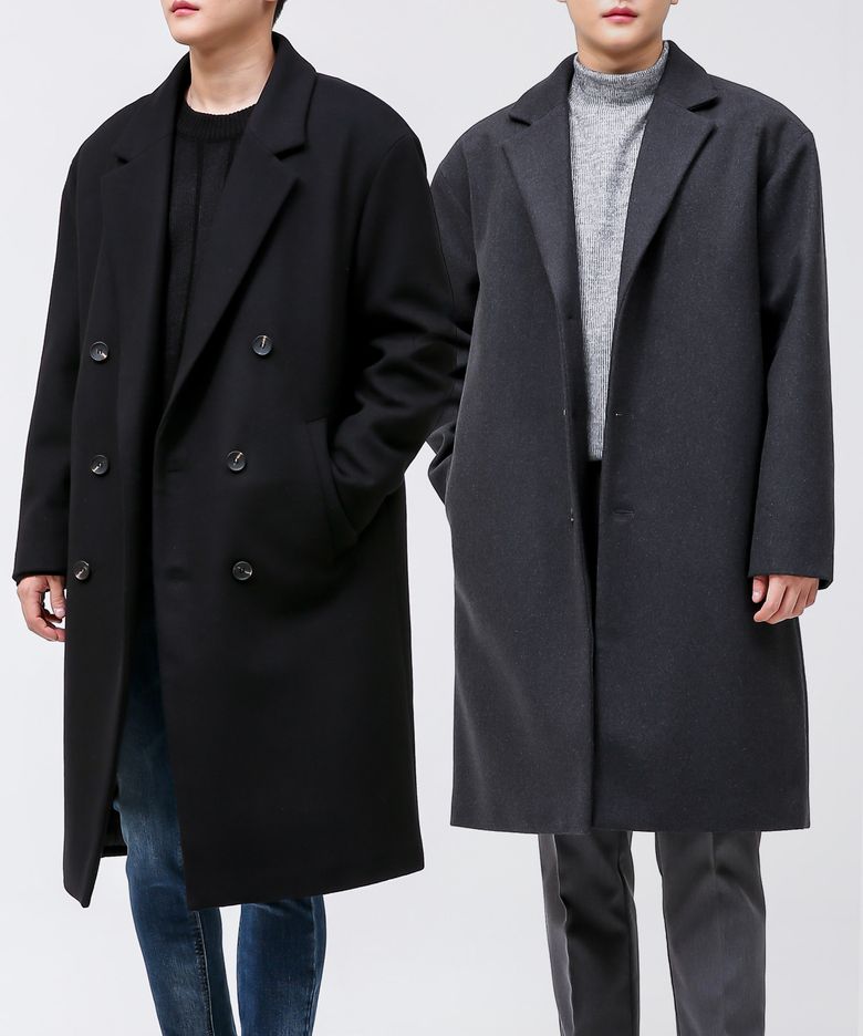 남자 오버핏 싱글더블버튼 누빔안감코트 2COLOR