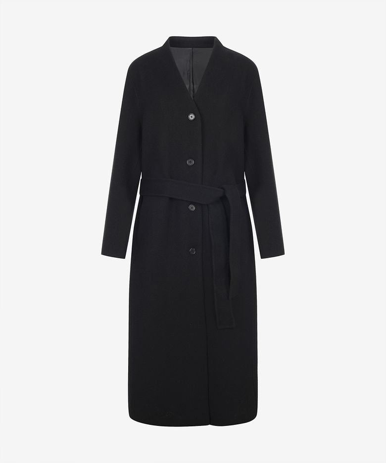 [Women] Cashmere Blended Handmade Collarless Robe Coat (PPHAX7401)