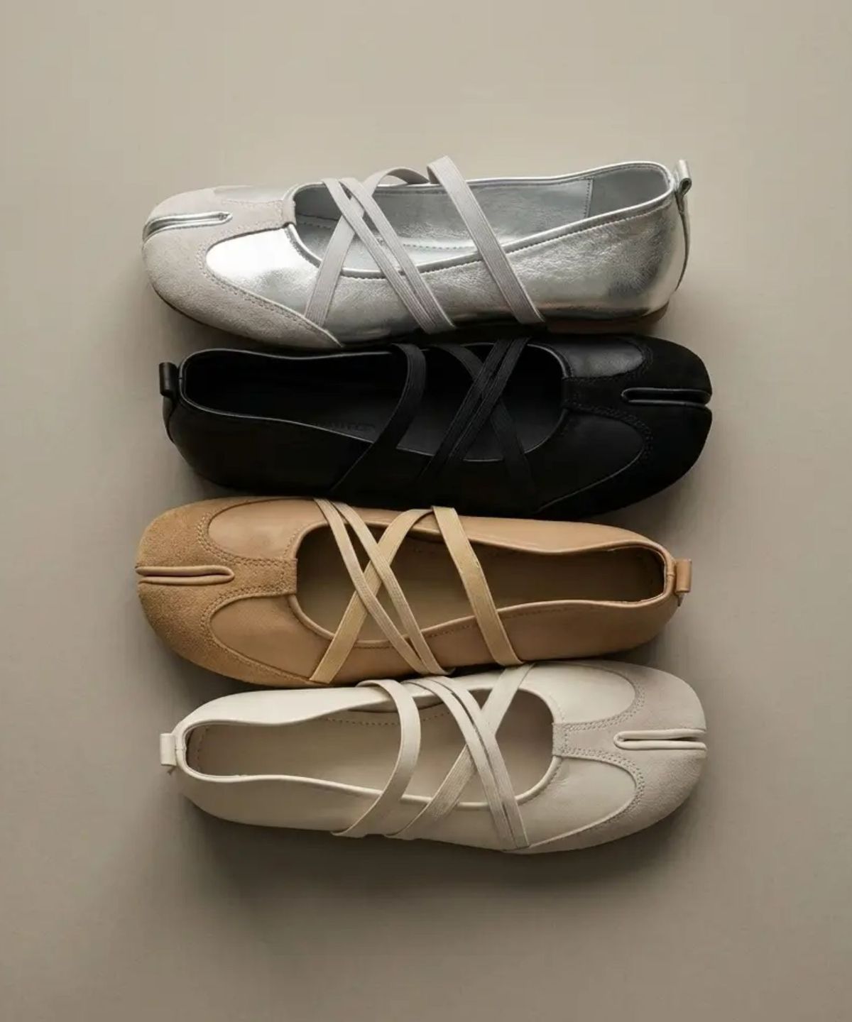 스퍼(SPUR) Multistrap crossover ballet flats 스트랩 타비 플랫 슈즈 2cm - WA9004 (4color)