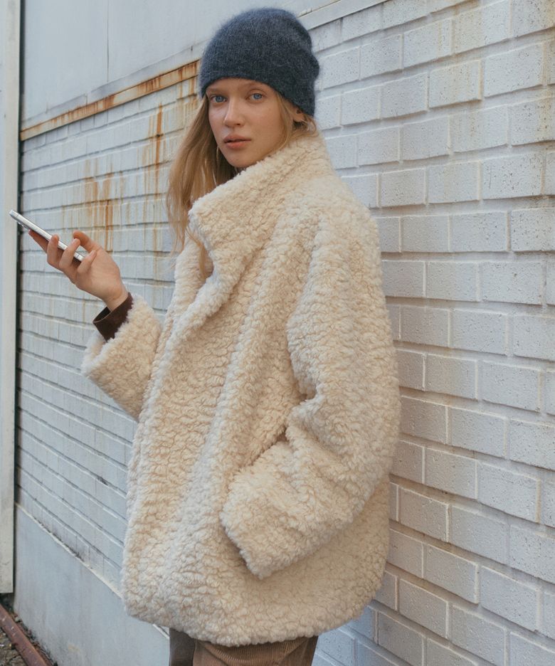 High neck boucle fur jacket [FRFA07JK01]_Cream
