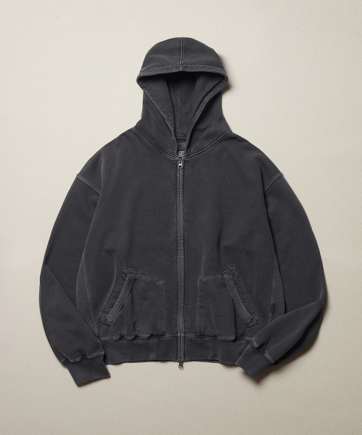에스파이(ESFAI) VINTAGE SEPARATE PKT ZIP HOODIE (WASHED CHARCOAL)