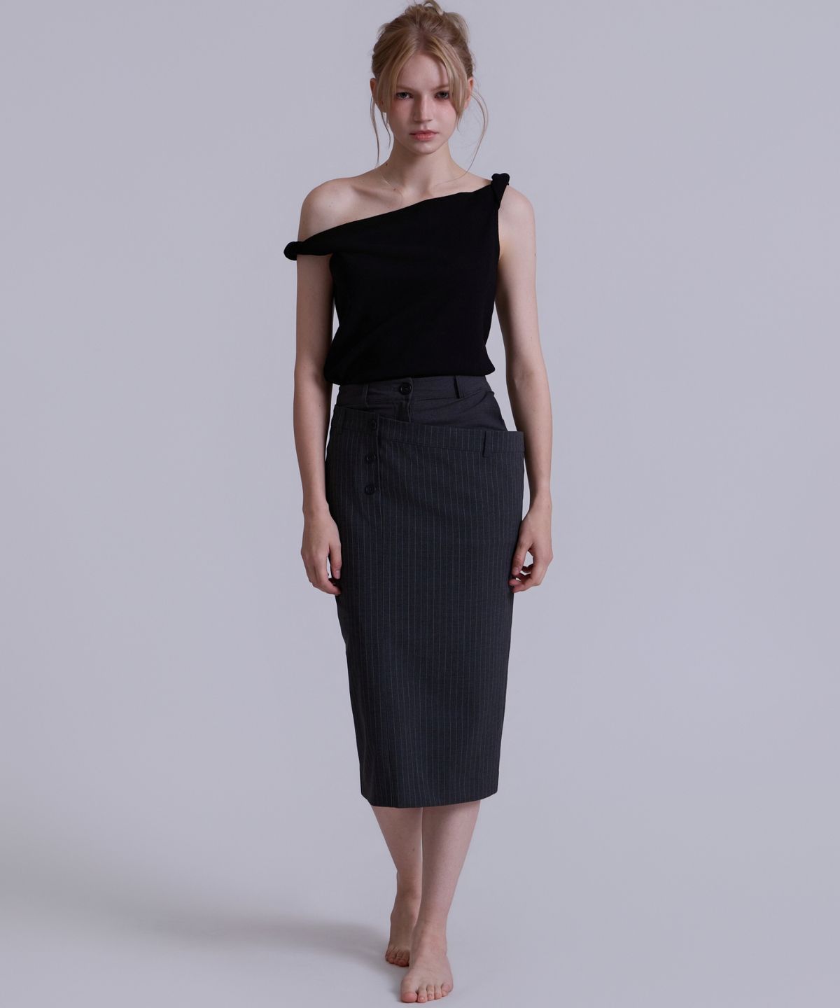 오드페리(ODDPERI) Layered pinstripe skirt