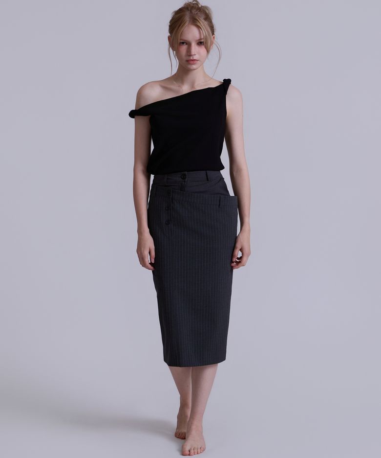 Layered pinstripe skirt