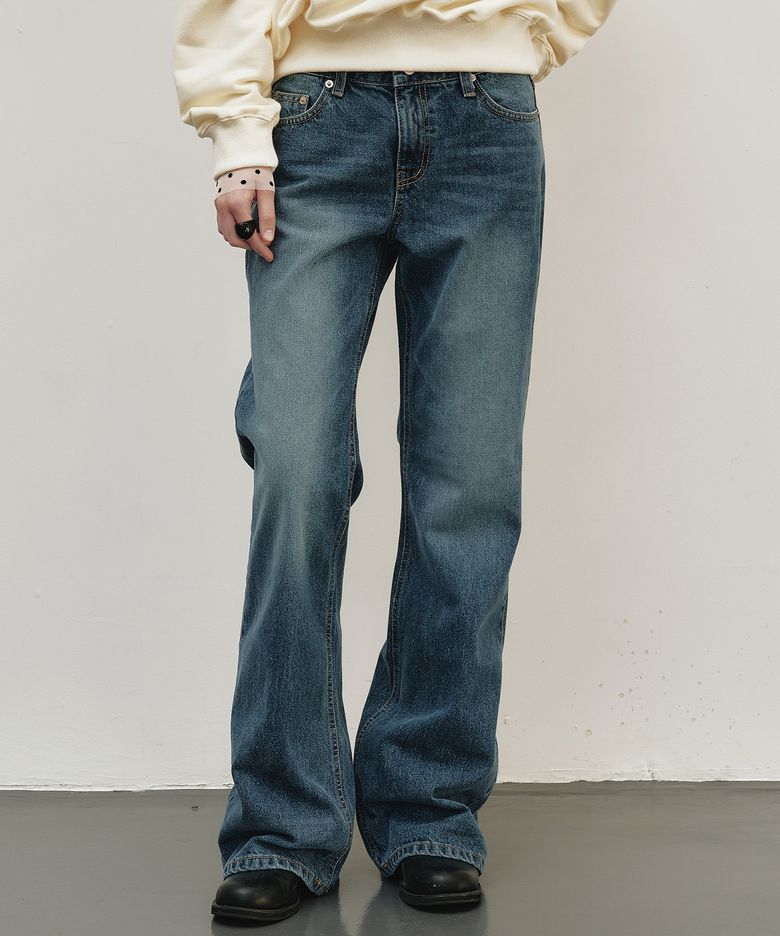 FADED STRAIGHT DENIM PANTS_BLUE