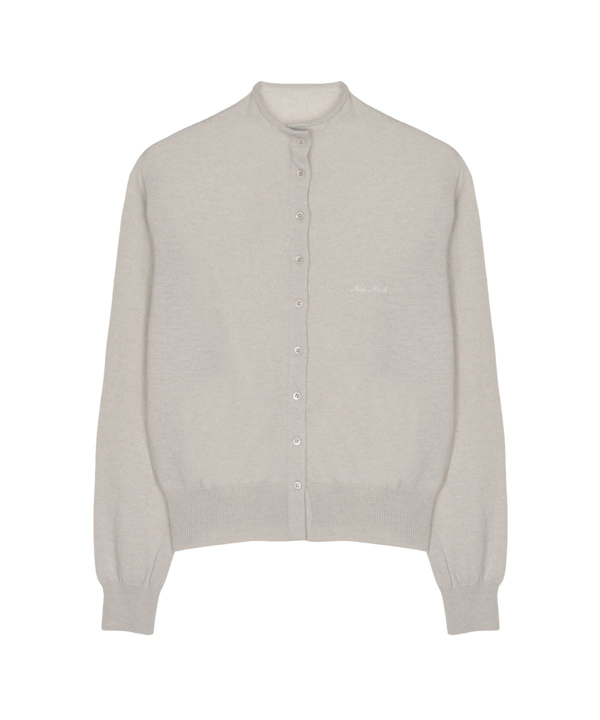 닉앤니콜(NICK&NICOLE) HIGH NECK BUTTON KNIT CARDIGAN_BEIGE