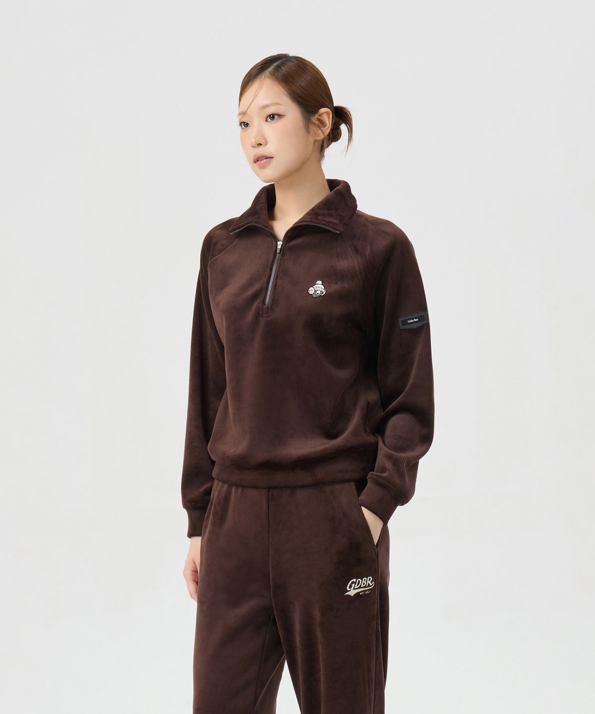 골든베어(GOLDEN BEAR) (여성) Velour Raglan Half Zip-up (SET UP) G5TAW26203BRX