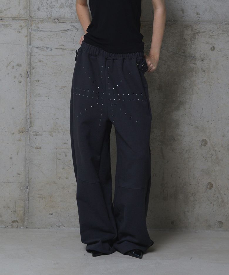 Studded Strap Sweat Pants (DARK GRAY)
