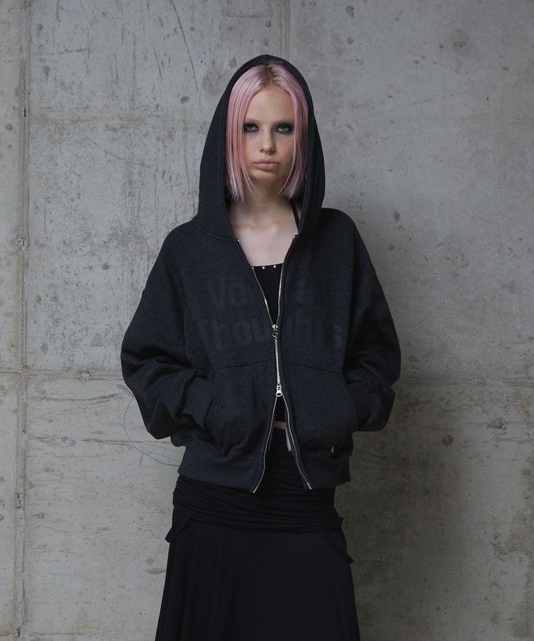 Noir Gradient Hood Zip-Up (CHARCOAL)