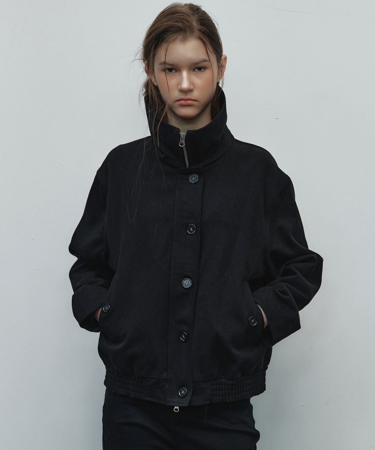 닉앤니콜(NICK&NICOLE) HIGH NECK ZIP-UP JACKET_BLACK
