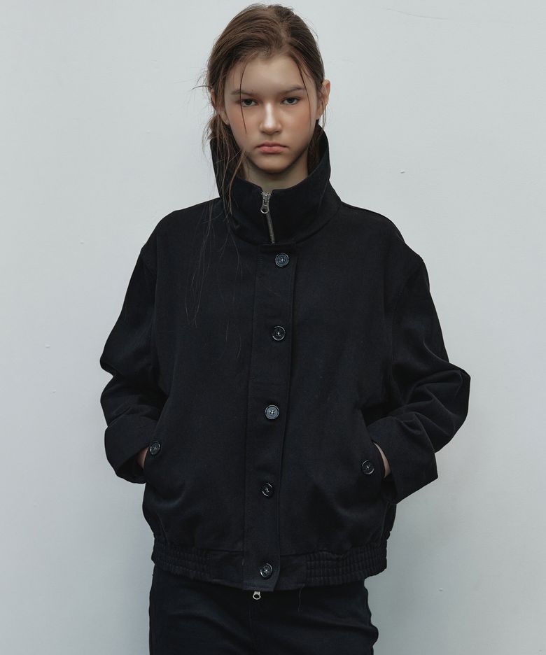 HIGH NECK ZIP-UP JACKET_BLACK