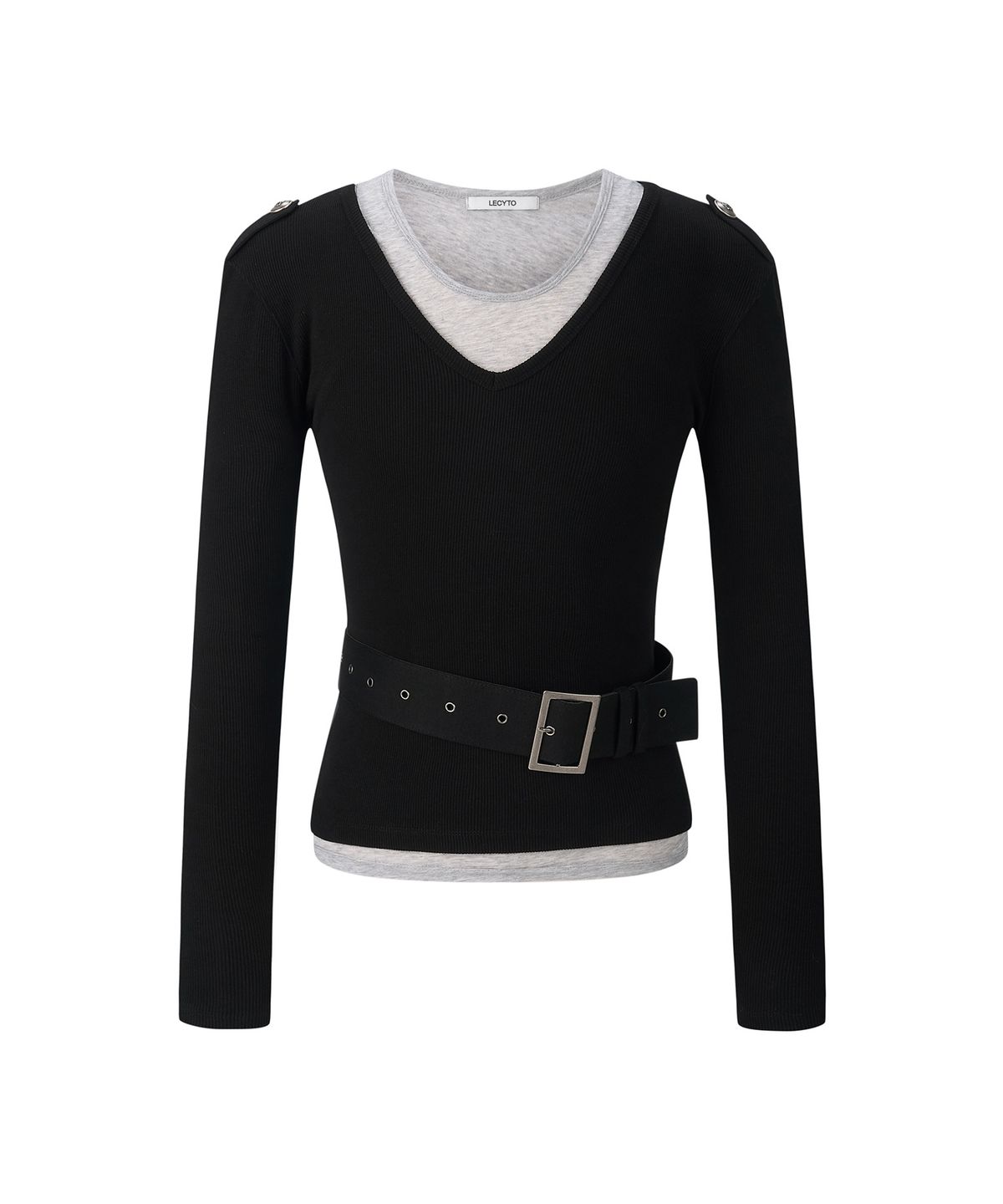 레씨토(LECYTO) Stray V-Neck Set_[Black]