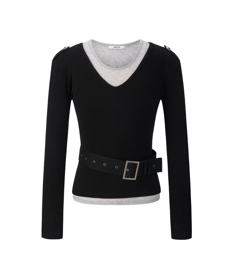 Stray V-Neck Set_[Black]