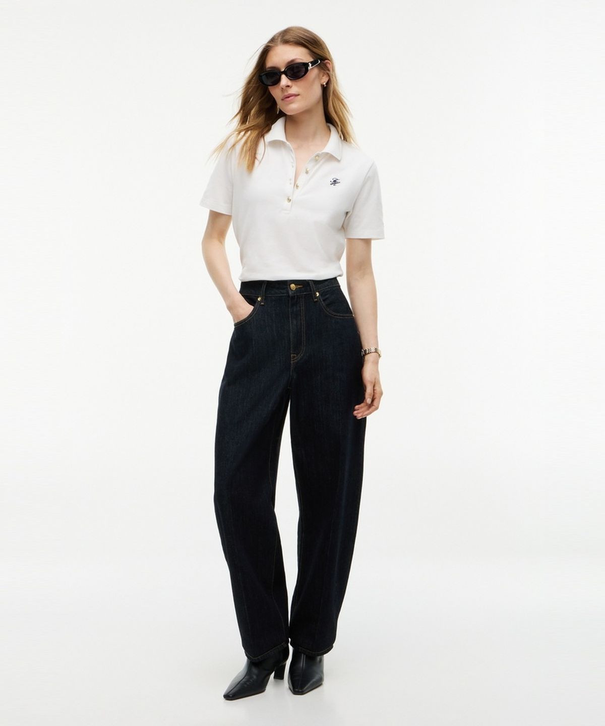 타미힐피거(TOMMY HILFIGER) 퀸 미드라이즈 배럴 데님 팬츠 (T22G7NPC051WT11AS)