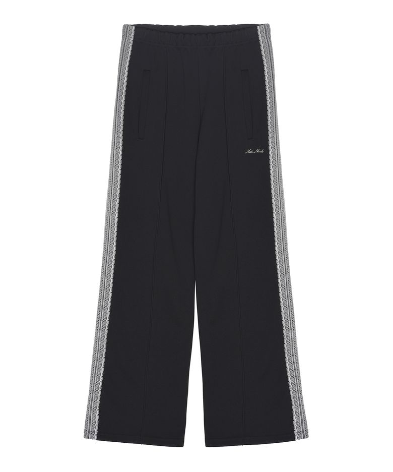 LACE LINE WIDE PANTS_CHARCOAL