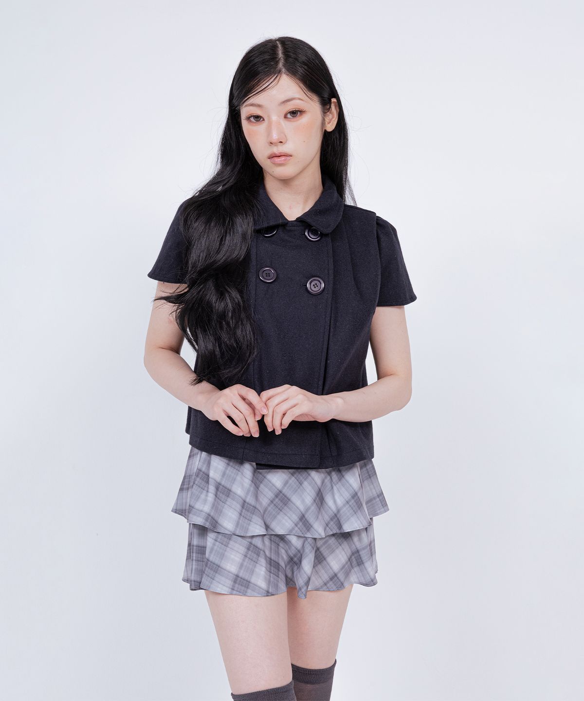 벨리아르(BELLIALEU) WOOL DOUBLE BUTTON SHORT NAVY