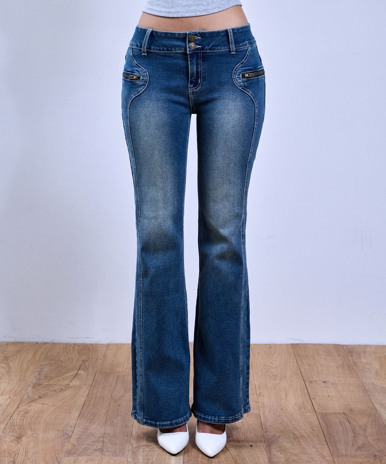 CS SIDE ZIPPER BOOTCUT JEANS-079