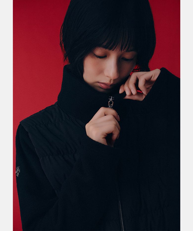 여성 니트 하이브리드 자켓 블랙 SR322SKT91
