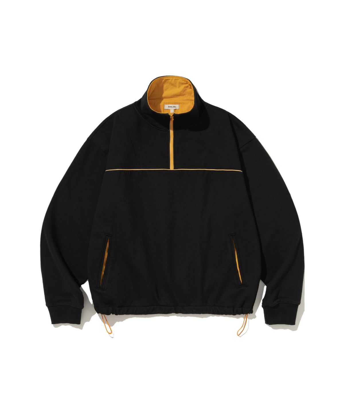앵글런(ANGLAN) Color Line Sweat Half-Zip - Black