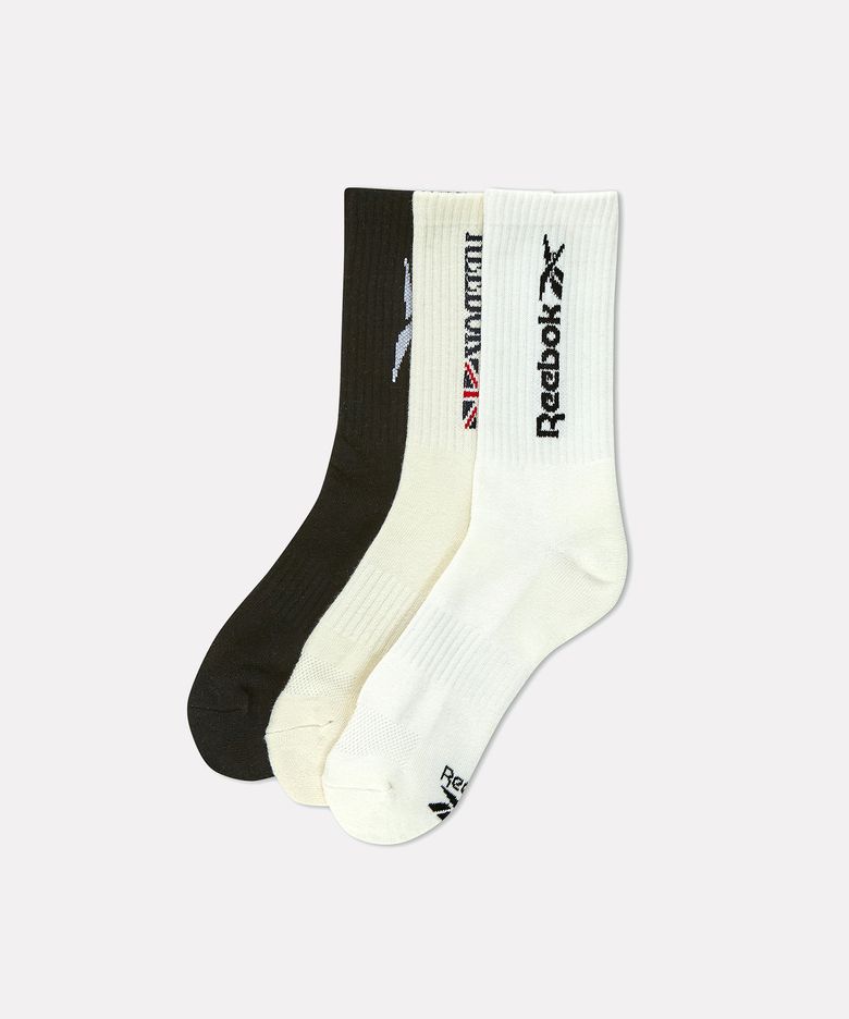 로고 믹스 크루 삭스 3PACK - 화이트/크림/블랙