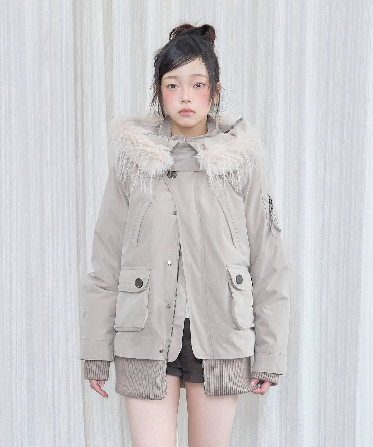 미레코(MIRECO) FIELD FUR HOOD PARKA TAUPE BEIGE