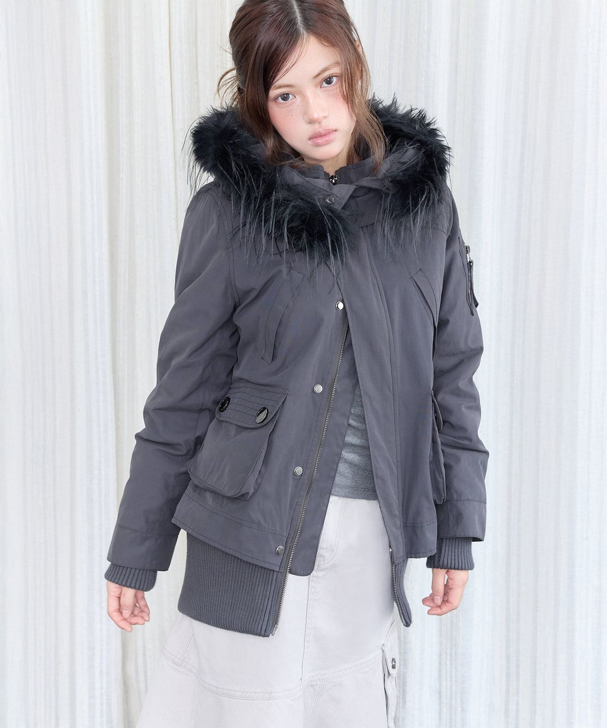 미레코(MIRECO) FIELD FUR HOOD PARKA STONE BLACK