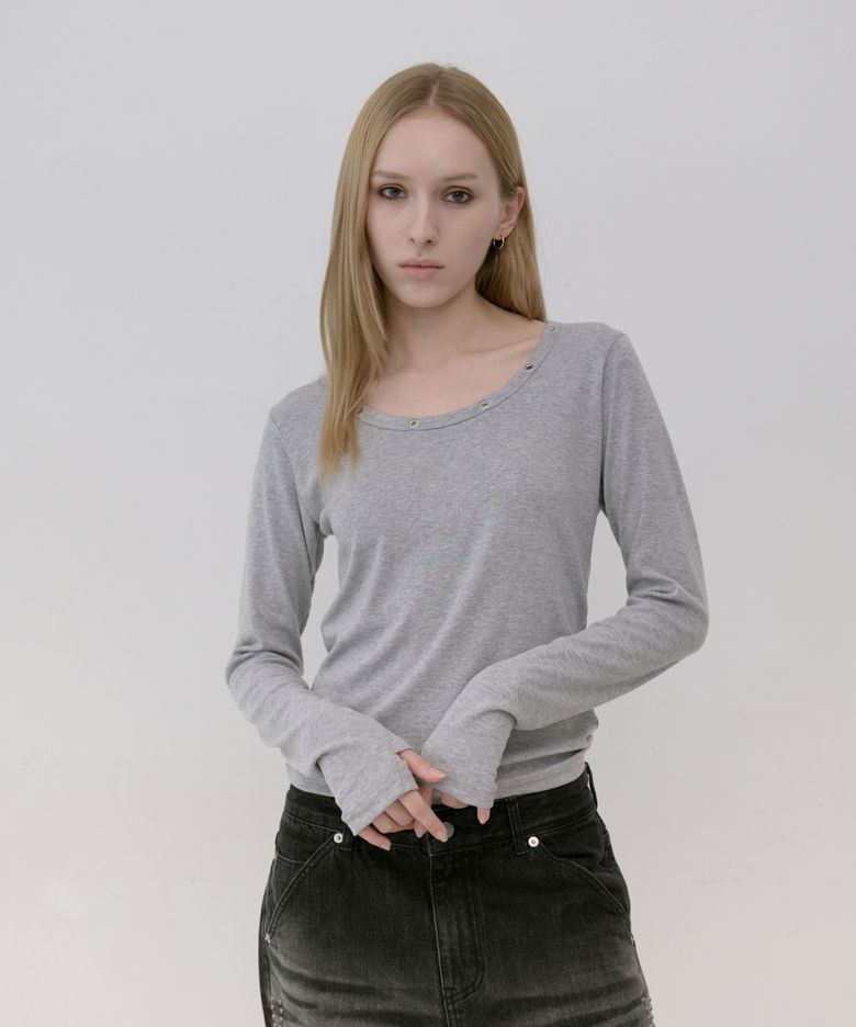 LWE EYELET LONG SLEEVE (그레이)