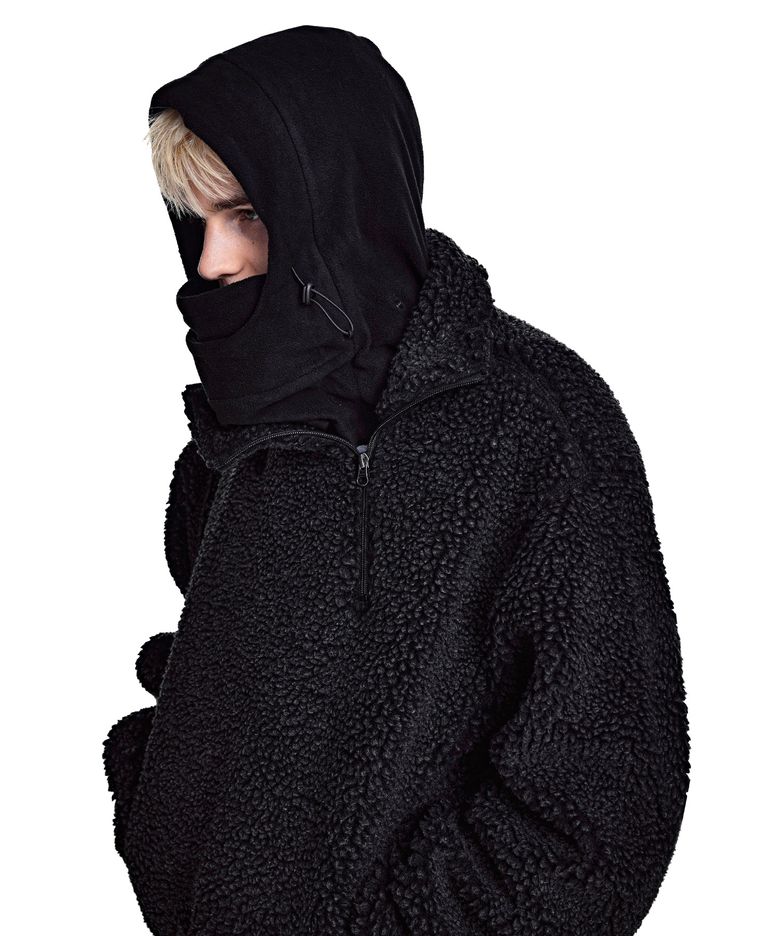 Washed Sherpa Balaclava Half Zip [CHARCOAL]_SETS067CHARCOAL
