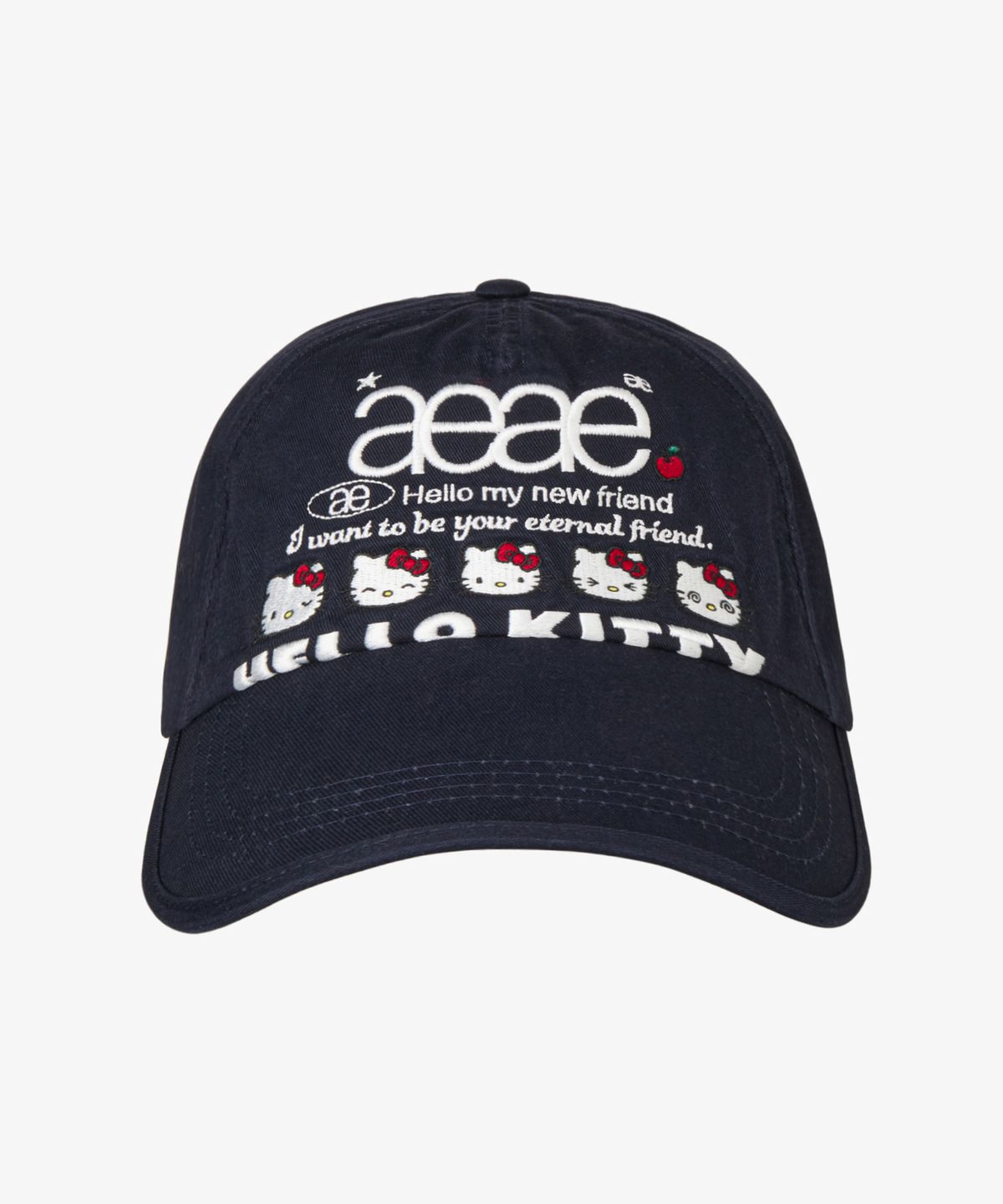 에이이에이이(AEAE) HELLO KITTY WEB LOGO 5 PANNEL CAP [NAVY]