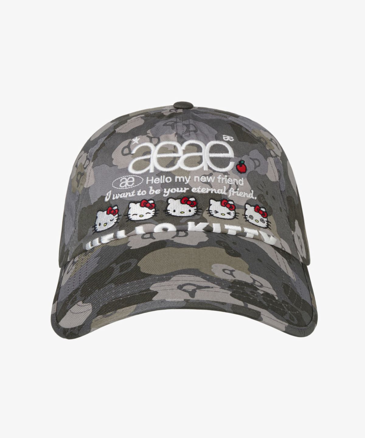 에이이에이이(AEAE) HELLO KITTY WEB LOGO 5 PANNEL CAP [GREY]