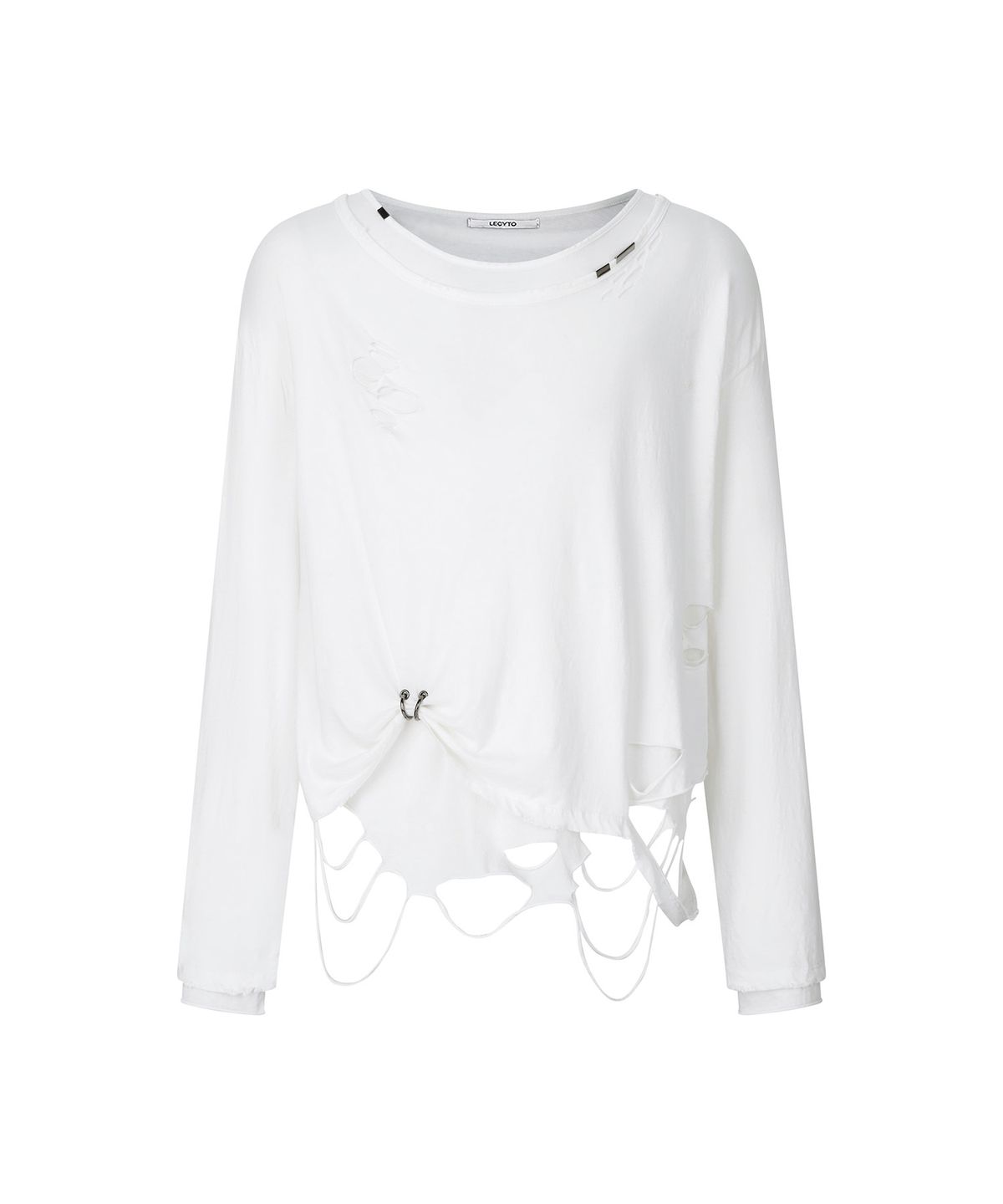 레씨토(LECYTO) Frayed Layered Long Sleeve_[White]