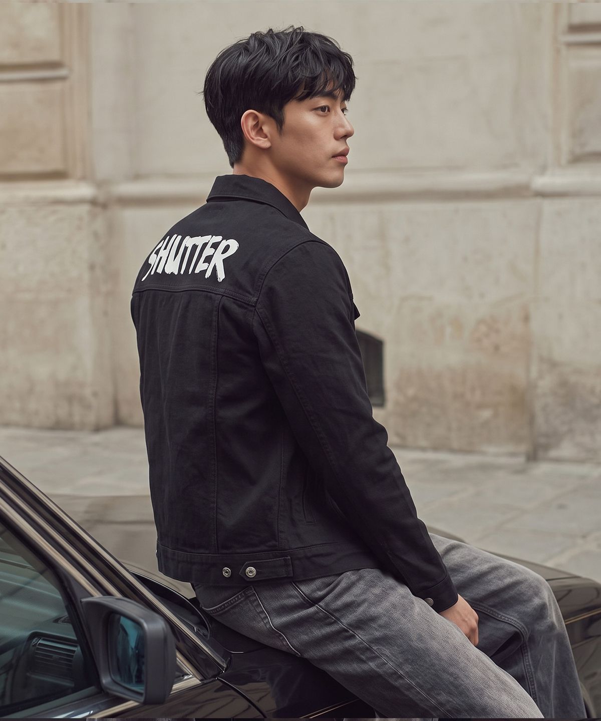 셔터(SHUTTER) LOGO TRUCKER JACKET (BLACK) SAJK001