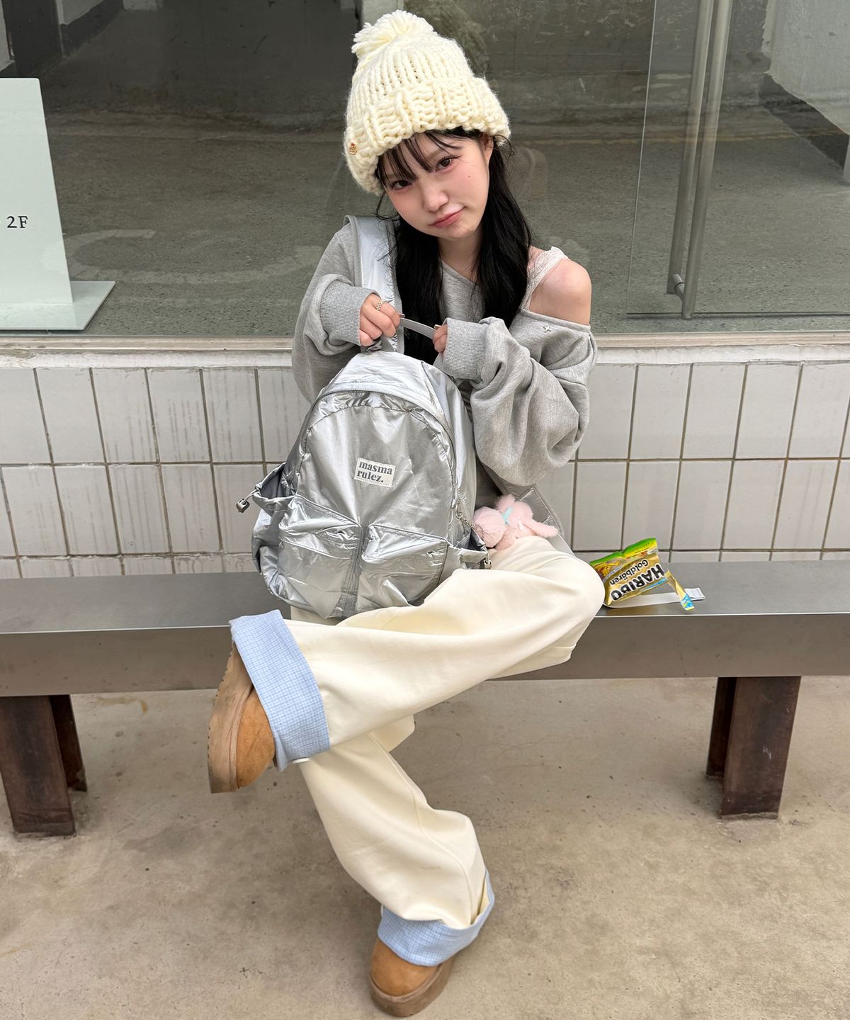 마스마룰즈(MASMARULEZ) mini ver. Two pocket daily backpack_Glow silver