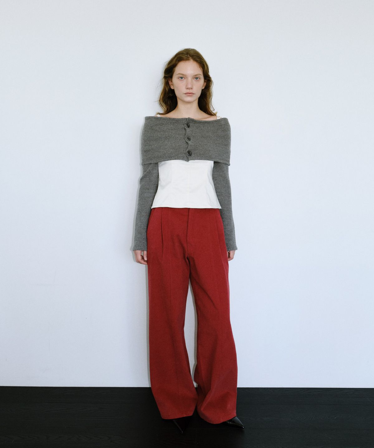 앤테(AENTE) PEACH COTTON WIDE PANTS - VINTAGE RED