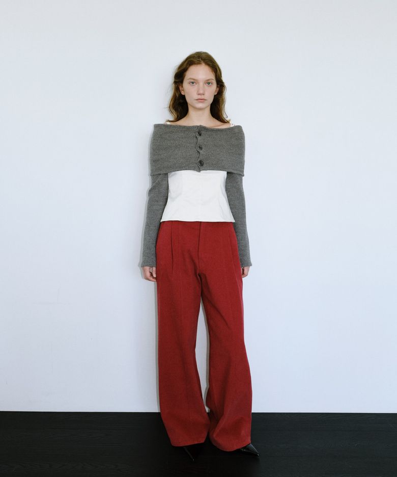 PEACH COTTON WIDE PANTS - VINTAGE RED