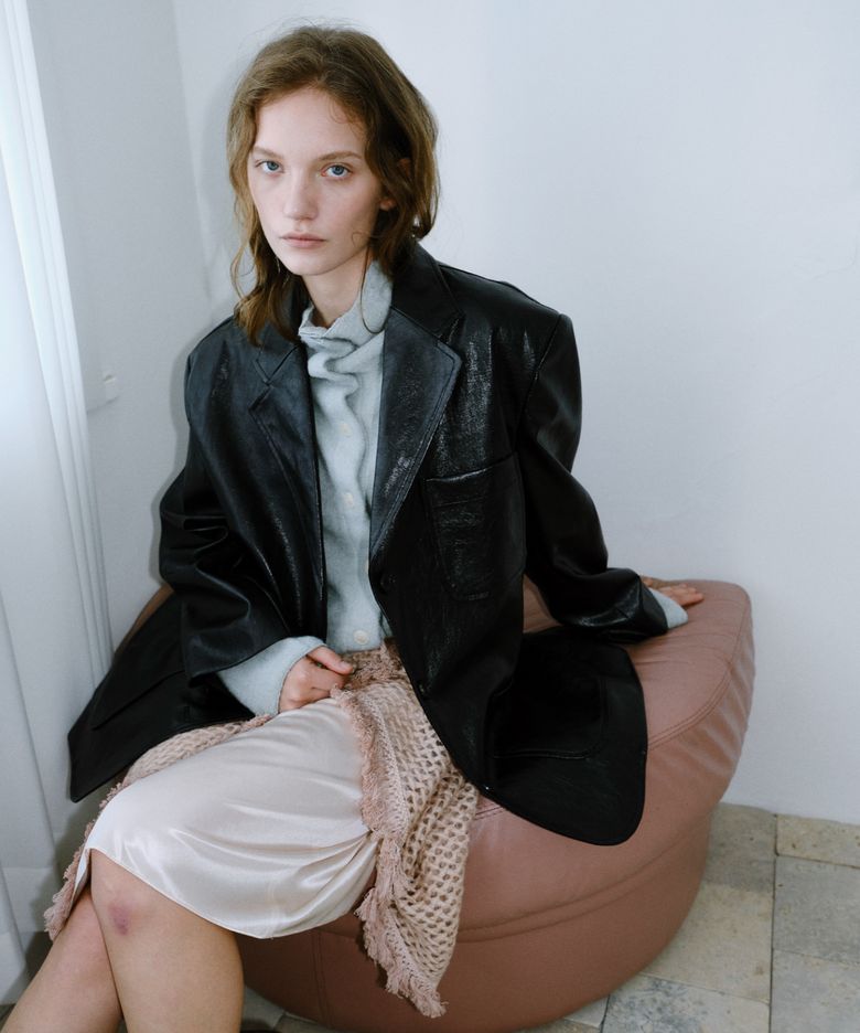 OVER LEATHER JACKET - BLACK