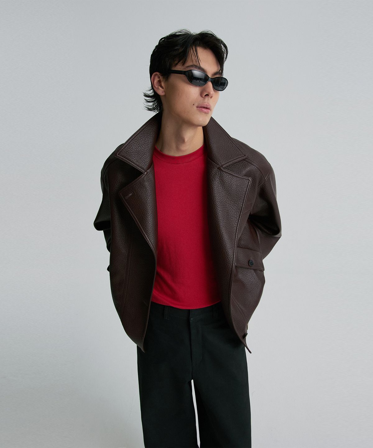 리이 맨(RERHEE MEN) FAUX LEATHER BLOUSON BURGUNDY