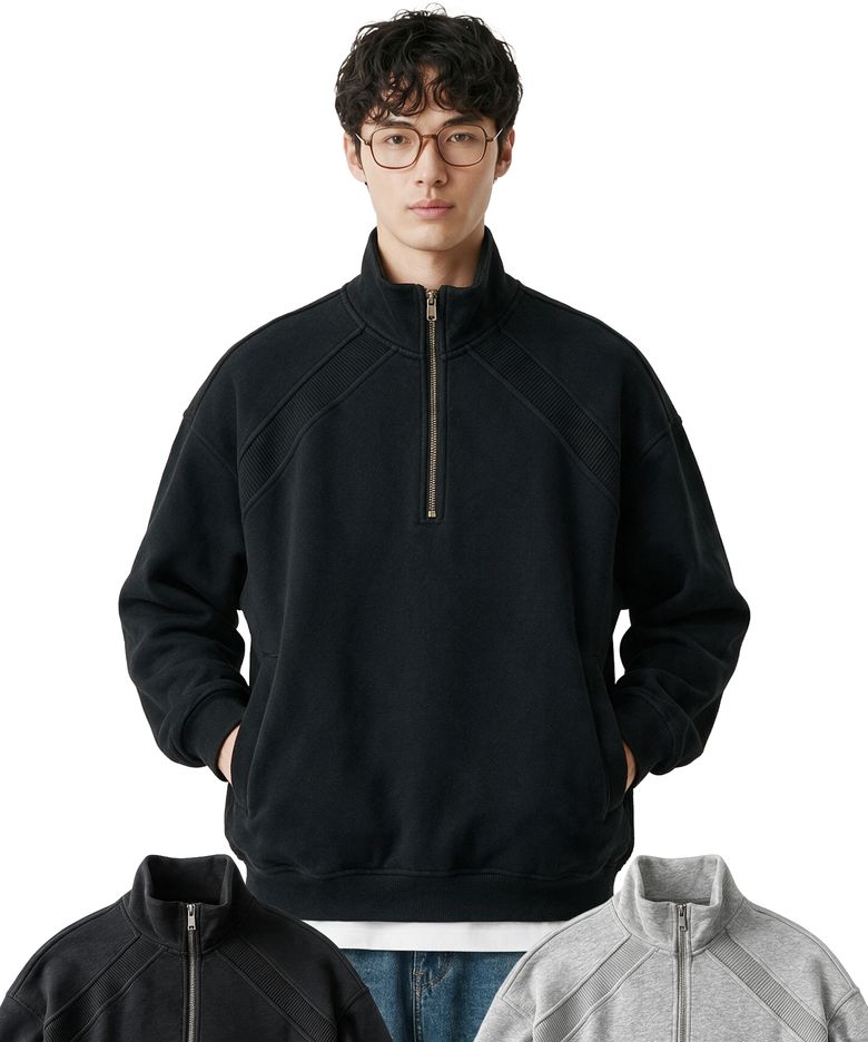 스탠드넥 스웨트 하프집업 2컬러 FW6024