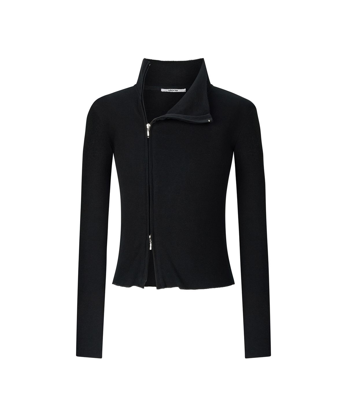 레씨토(LECYTO) Offset Ribbed Jacket_[Black]