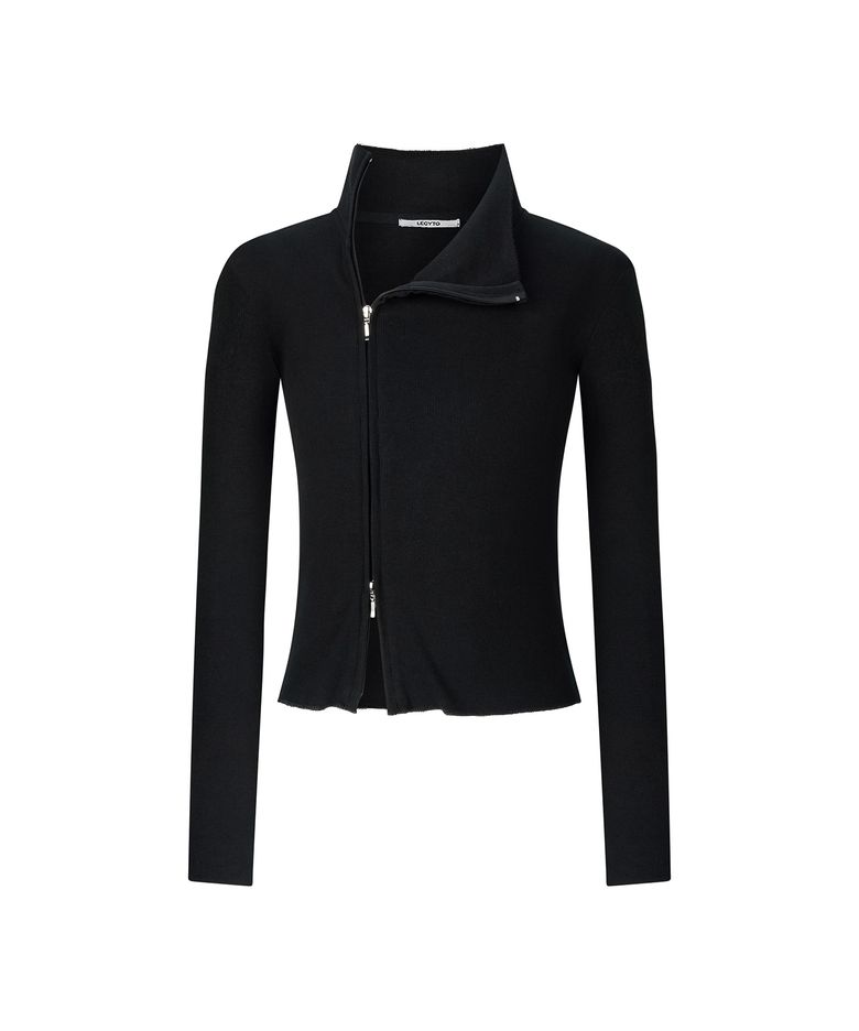 Offset Ribbed Jacket_[Black]