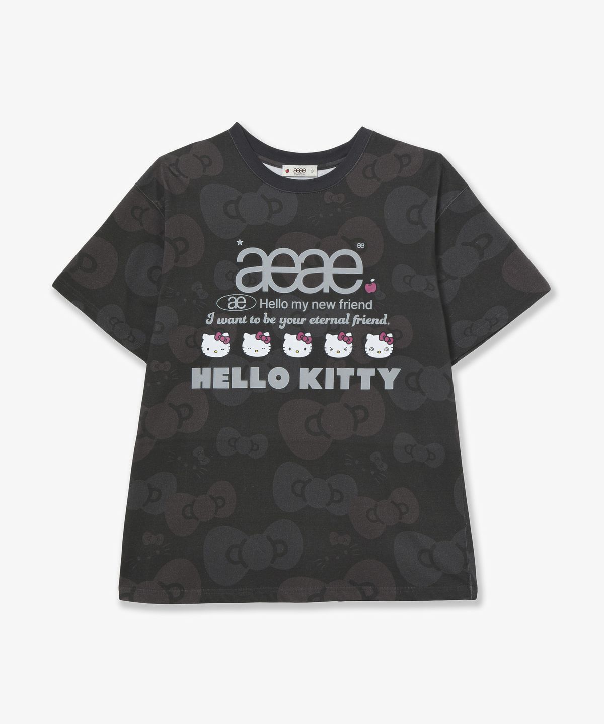 에이이에이이(AEAE) HELLO KITTY WEB LOGO T-SHIRTS [CHARCOAL]