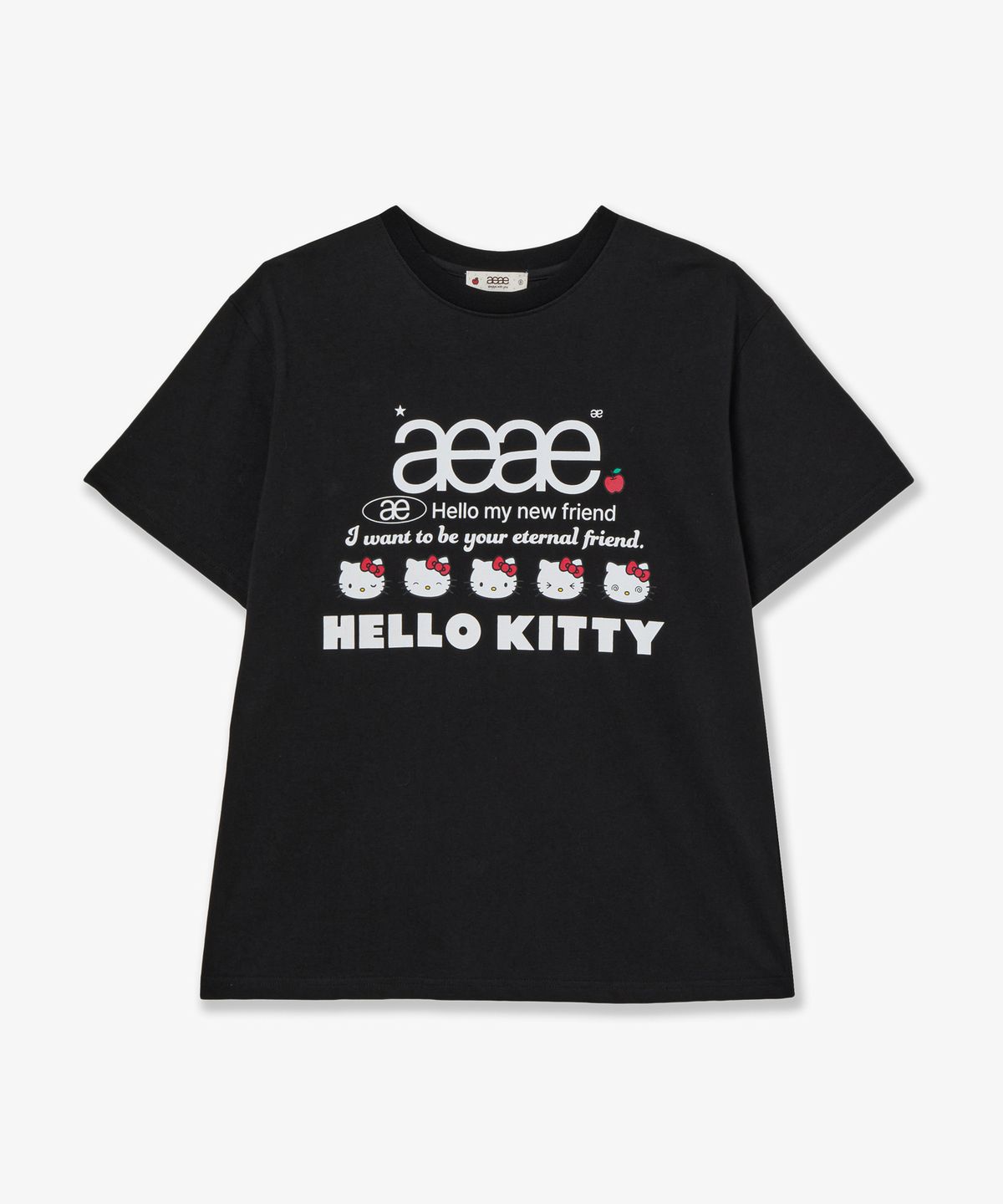 에이이에이이(AEAE) HELLO KITTY WEB LOGO T-SHIRTS [BLACK]